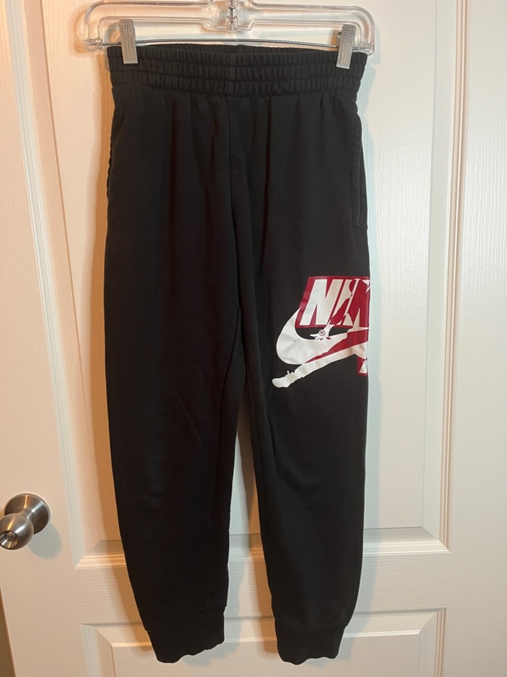 Nike Black Sweatpants with Red & White Logo Sz M